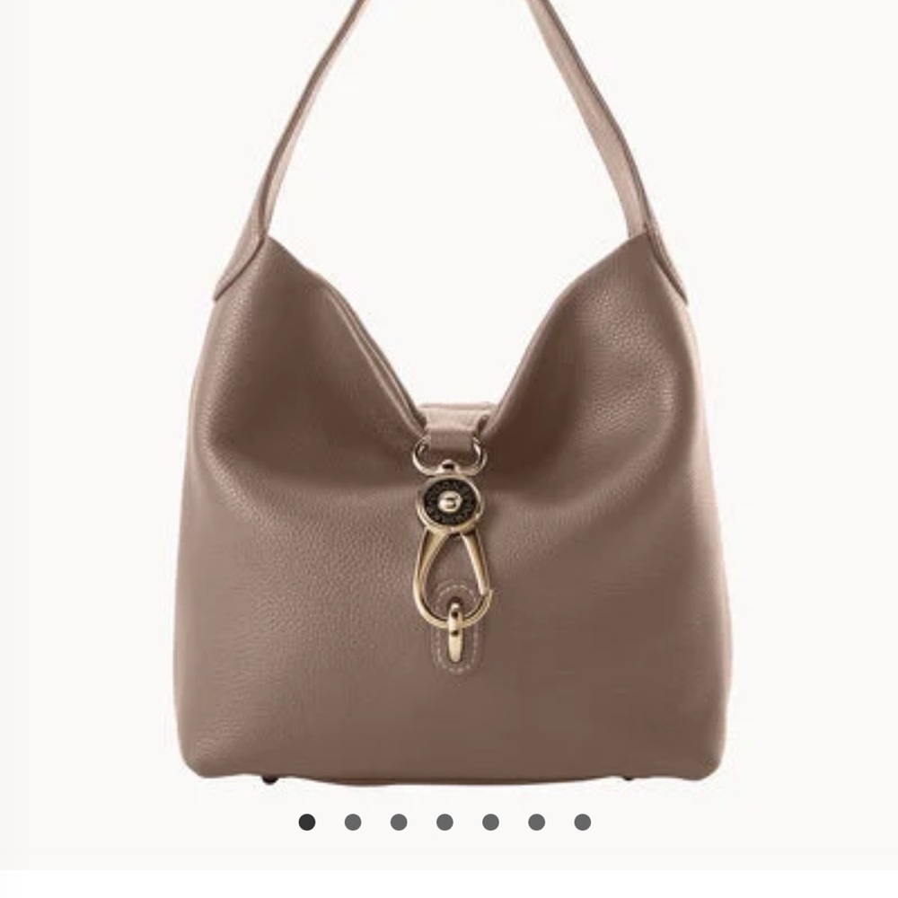 NEW-Dooney & Bourke Pebble Leather Lock Sack-Taupe - Picture 7 of 11